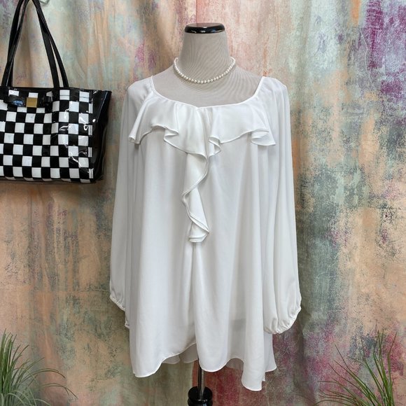 📌Sami & Jo  Timeless Light Transparent Ruffle Blouse - Picture 3 of 13